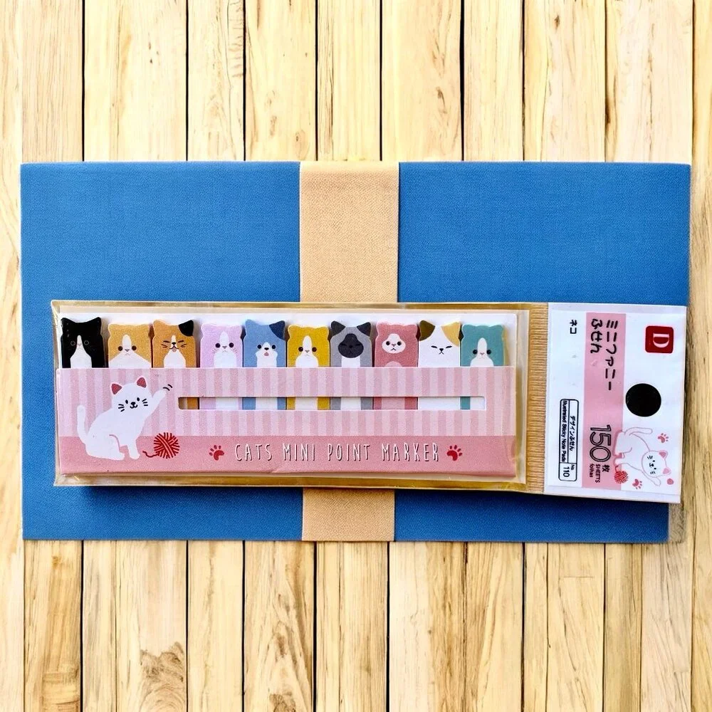 Cat Shape Sticky Note Flags Book Marker Memo from Japan 150 Sheets NEW